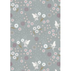 Lewis & Irene Fairy clocks - Fairy clocks on grey blue with silver metallic