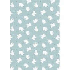 Lewis & Irene Small Things Polar Animals - Polar bears on arctic blue with pearl 